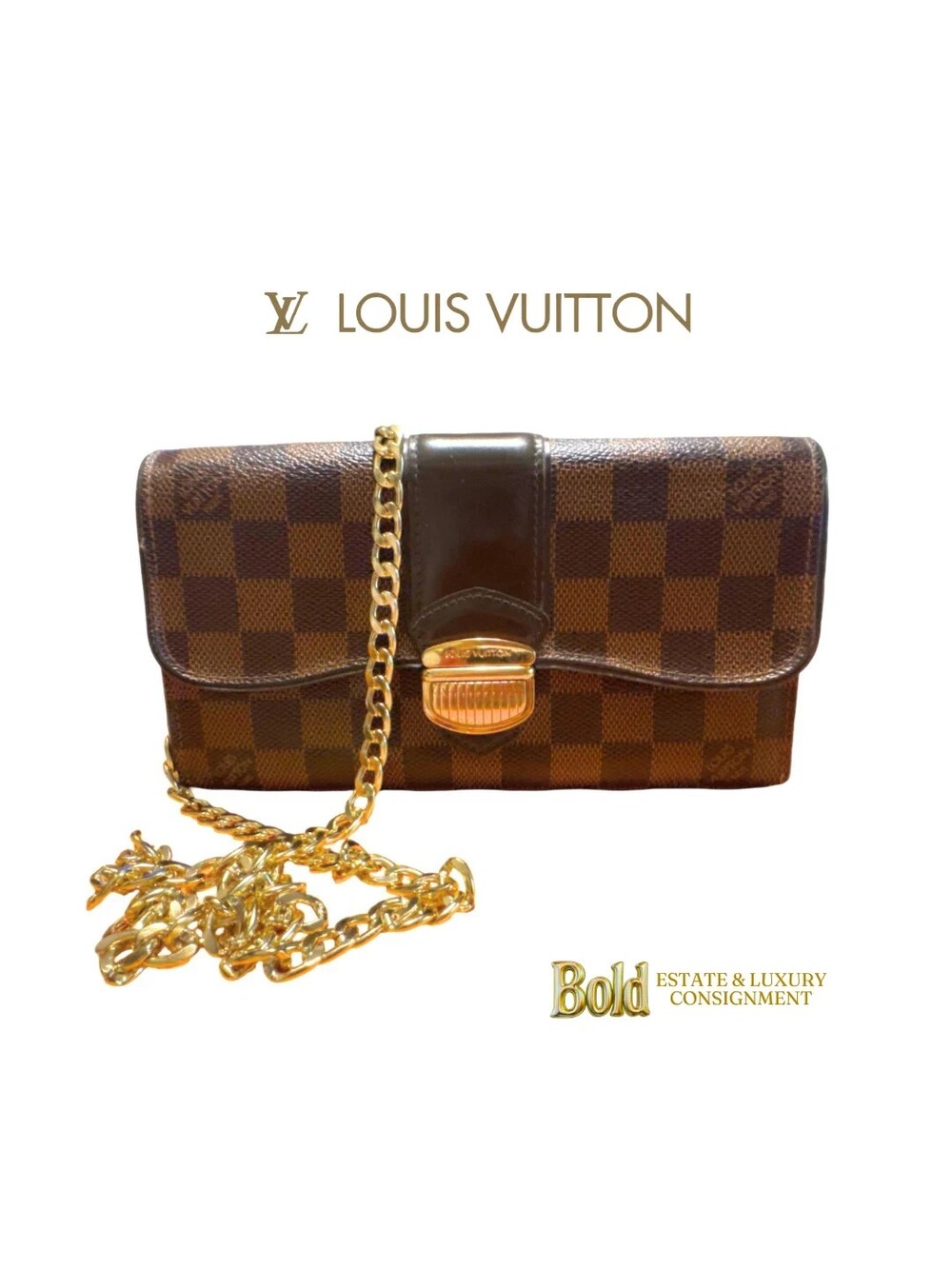 Louis Vuitton Sistina Wallet with Chain in Damier Ebene